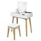Costway Vanity Makeup Table Cushioned Stool Set W/Flip Top Mirror &1 Drawer Writing Desk